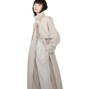 Banana Republic Oversized Italian Twill Trench Coat Sand Belted Size Small Luxe